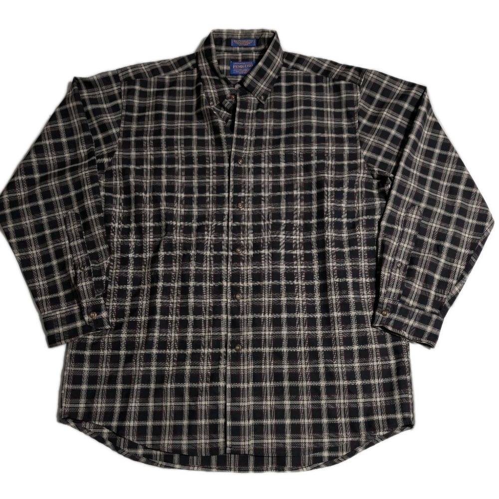 Pendleton Sir Pendleton Virgin Wool‎ Plaid Shirt USA Fabric Men's L